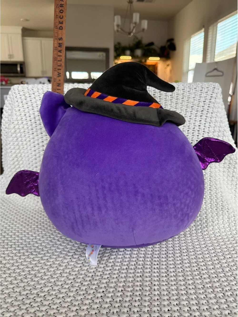 Original Squishmallows Purple Bat Plush with Witch Hat